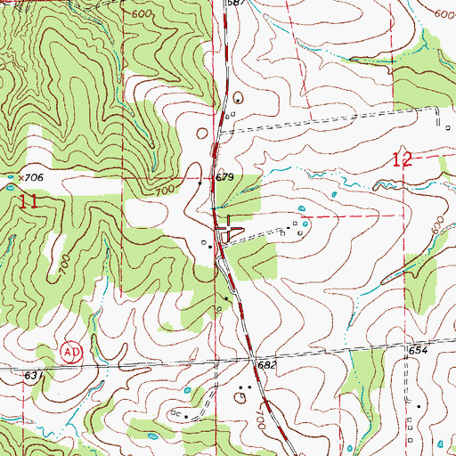 Topographic Map of Oak Hill Freewill Baptist Church, MO