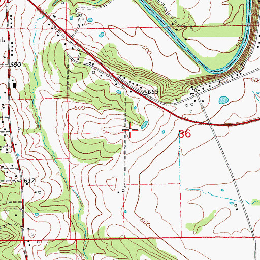 Topographic Map of East Central College Water Tower, MO