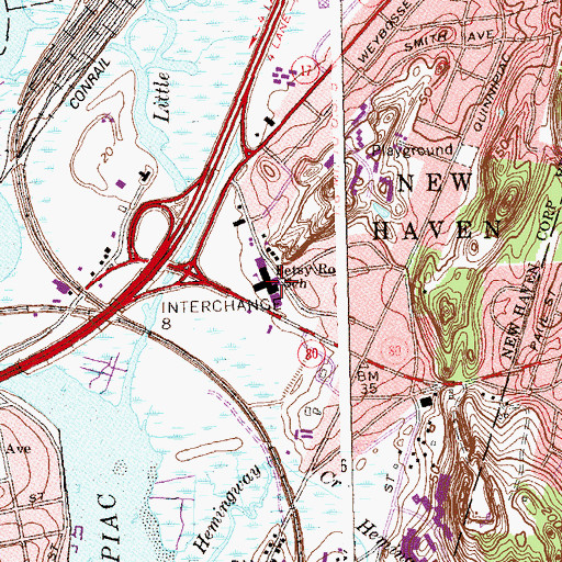 Topographic Map of Betsy Ross Arts School, CT
