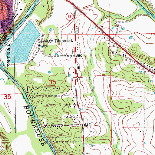 Topographic Map of Central Missionary Baptist Church, MO