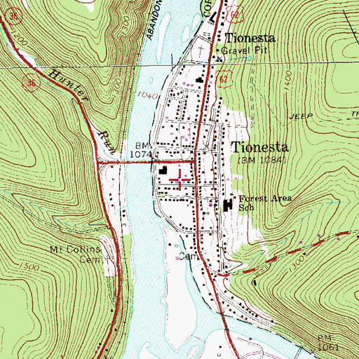 Topographic Map of Tionesta Borough Volunteer Fire Department, PA
