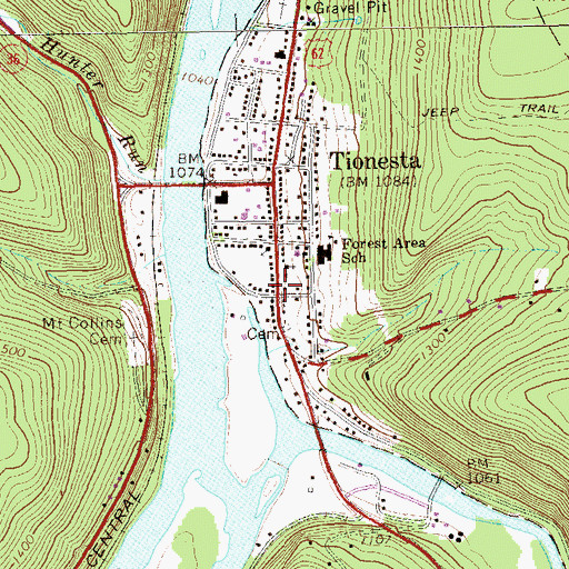 Topographic Map of Tionesta Presbyterian Church, PA