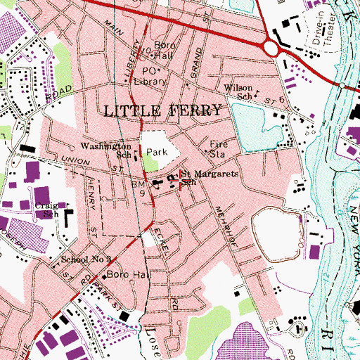 Topographic Map of Saint Margaret's of Cartona Church, NJ