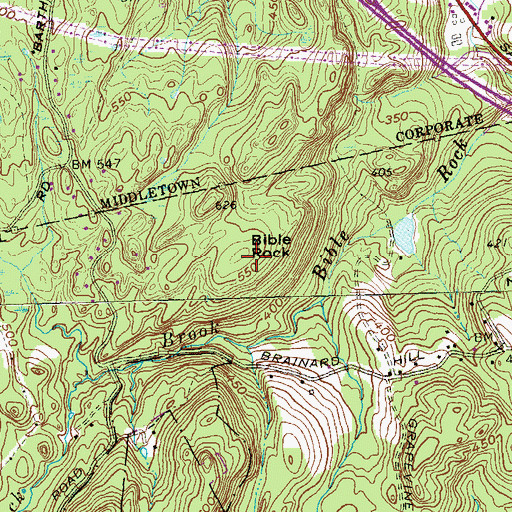 Topographic Map of Bible Rock, CT