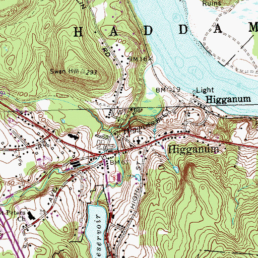 Topographic Map of Bible Rock Brook, CT