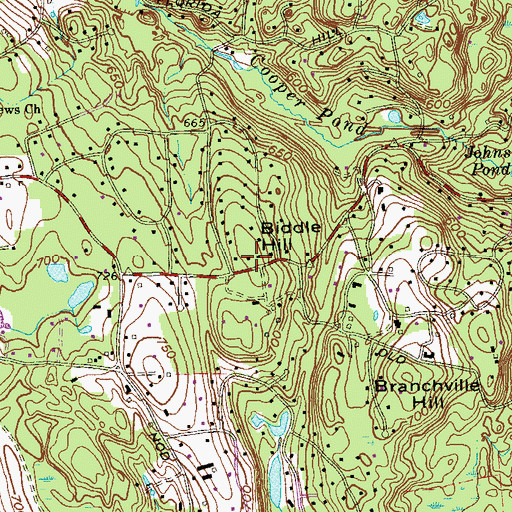 Topographic Map of Biddle Hill, CT