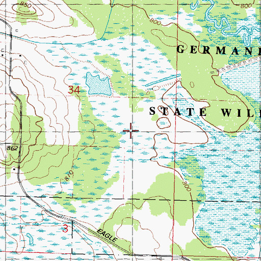 Topographic Map of Germania Wet Prairie State Natural Area, WI