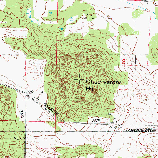 Topographic Map of Observatory Hill State Natural Area, WI