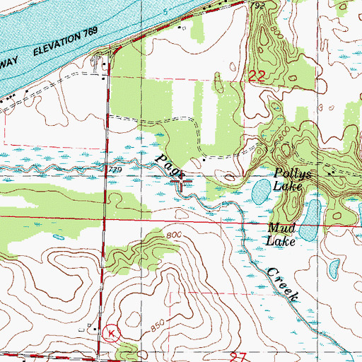 Topographic Map of Page Creek Marsh State Natural Area, WI