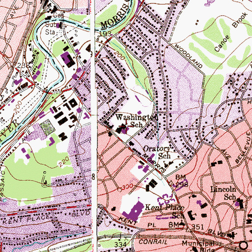 Topographic Map of Washington Elementary School, NJ
