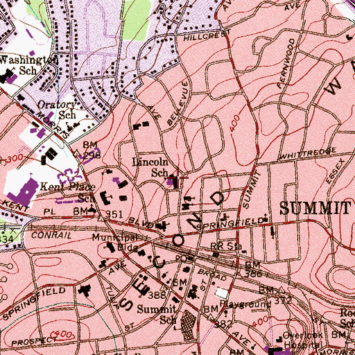 Topographic Map of Lincoln Hubbard Elementary School, NJ