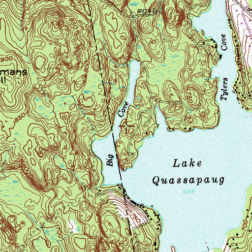Topographic Map of Big Cove, CT