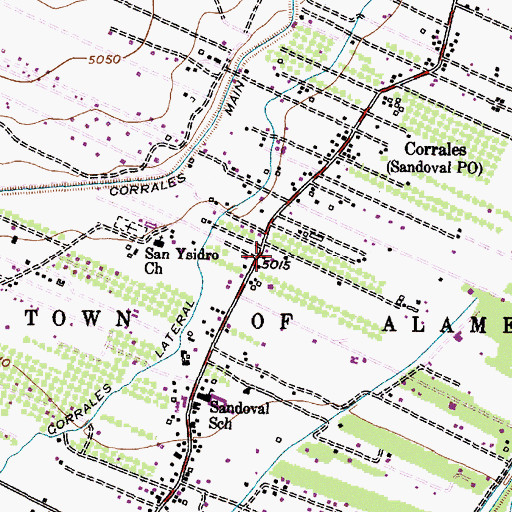 Topographic Map of Corrales Mission Church, NM
