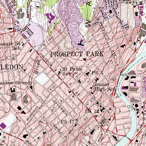 Topographic Map of Prospect Park Volunteer Fire Department Hose Company, NJ