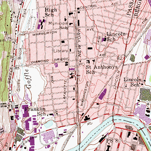 Topographic Map of First Reformed Church, NJ