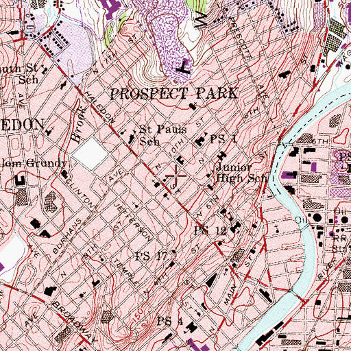 Topographic Map of Prospect Park Baptist Church, NJ