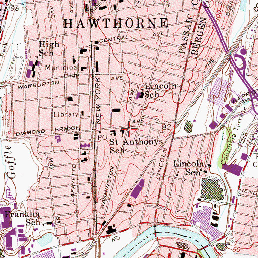 Topographic Map of Saint Anthonys Roman Catholic Church, NJ