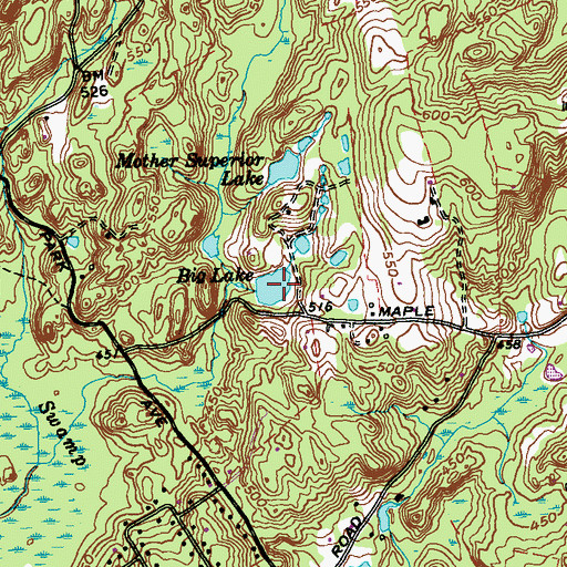 Topographic Map of Big Lake, CT