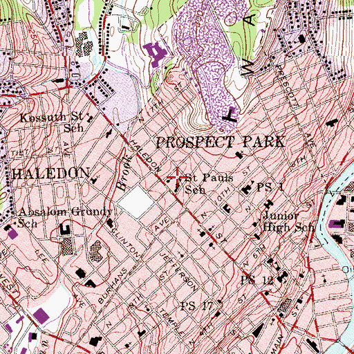 Topographic Map of Saint Paul's Roman Catholic Church, NJ
