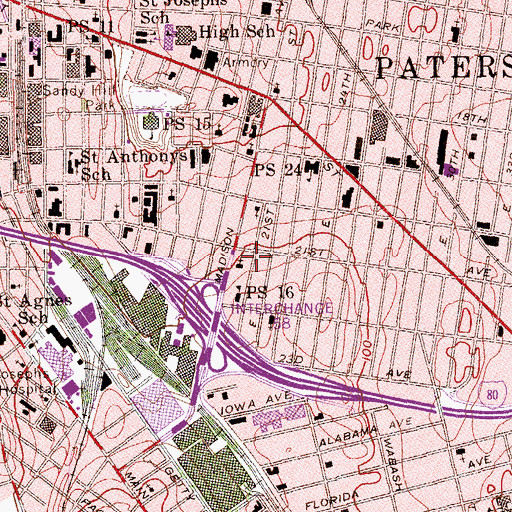 Topographic Map of Madison Avenue Presbyterian Church, NJ