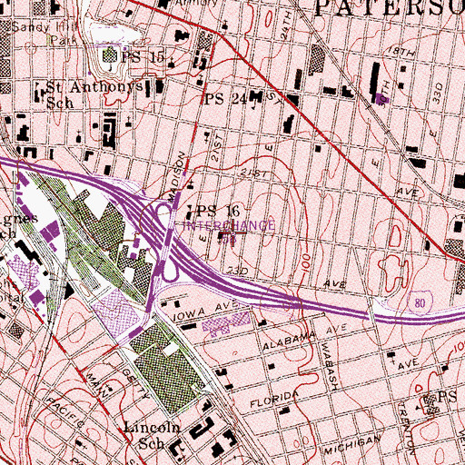 Topographic Map of Peoples Park Holland Reformed Church, NJ