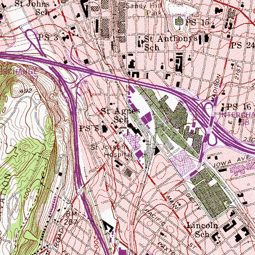 Topographic Map of Saint Agnes Roman Catholic Church, NJ