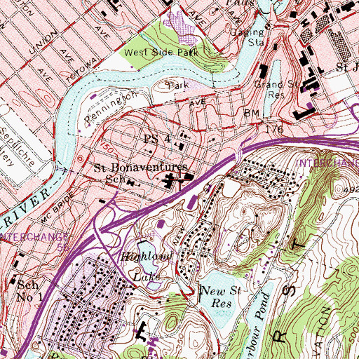 Topographic Map of Saint Bonaventure Roman Catholic Church, NJ