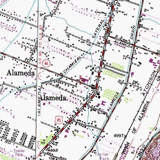 Topographic Map of Alameda Elementary School, NM