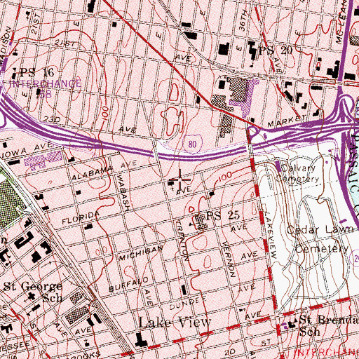 Topographic Map of Saint Lukes Protestant Episcopal Church, NJ