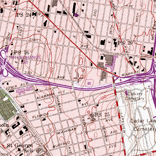 Topographic Map of Lakeview Fire House, NJ