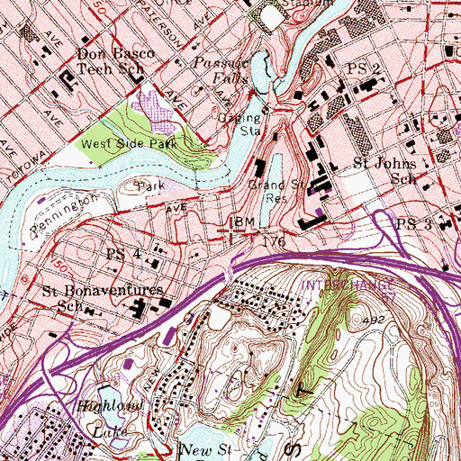 Topographic Map of Paterson Engine Company Number 11, NJ