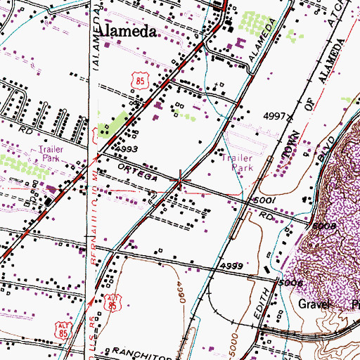Topographic Map of First Baptist Church of Alameda, NM