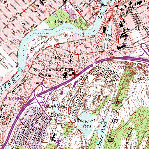 Topographic Map of Saint Bonaventures Parish Hall, NJ