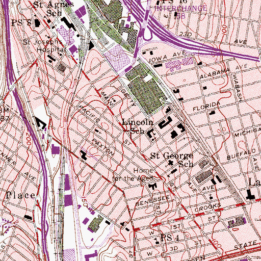Topographic Map of South Paterson Branch Paterson Free Public Library, NJ