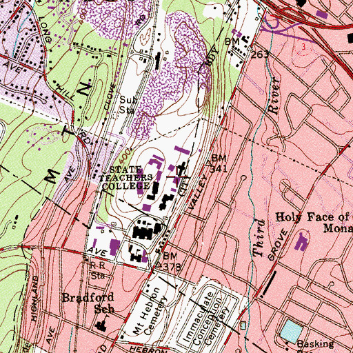 Topographic Map of Mallory Hall, NJ