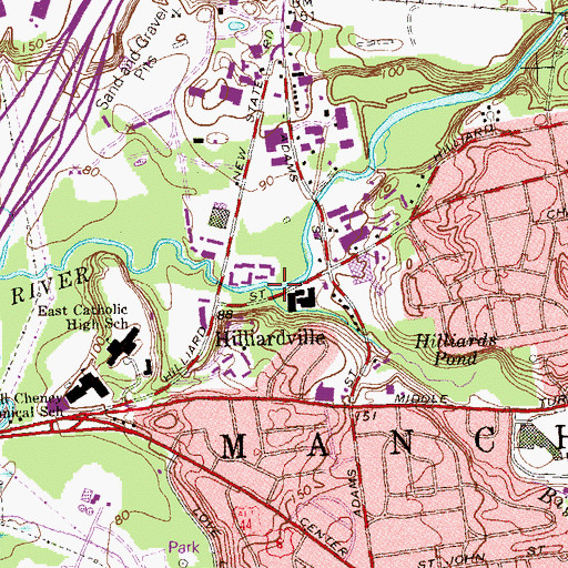Topographic Map of Bigelow Brook, CT