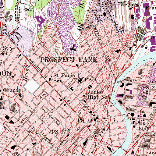 Topographic Map of Prospect Park Volunteer Fire Department Hose Company 1, NJ
