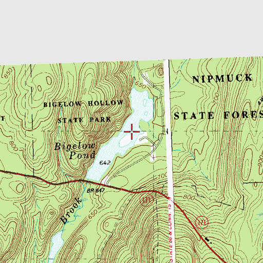 Topographic Map of Bigelow Pond, CT