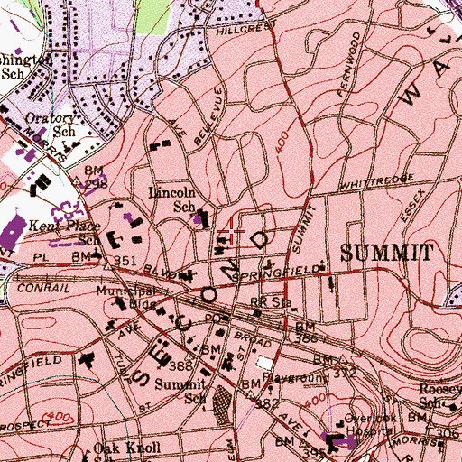 Topographic Map of Calvary Episcopal Church, NJ