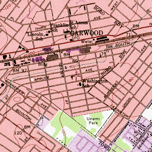 Topographic Map of Garwood Presbyterian Church, NJ