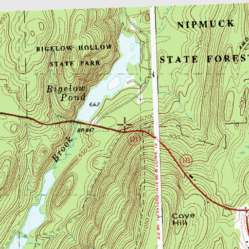 Topographic Map of Bigelow State Park, CT