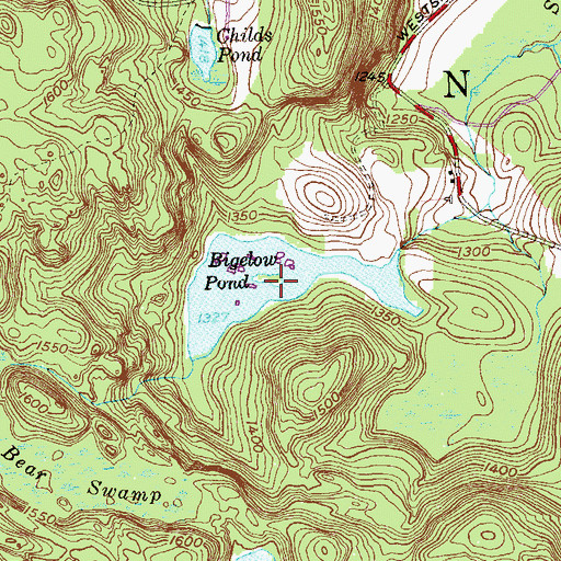 Topographic Map of Bigelow Pond, CT