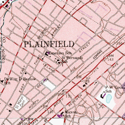 Topographic Map of Saint Bernard's Church, NJ