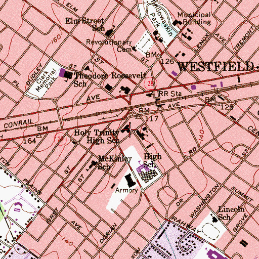 Topographic Map of Holy Trinity Interparochial School, NJ