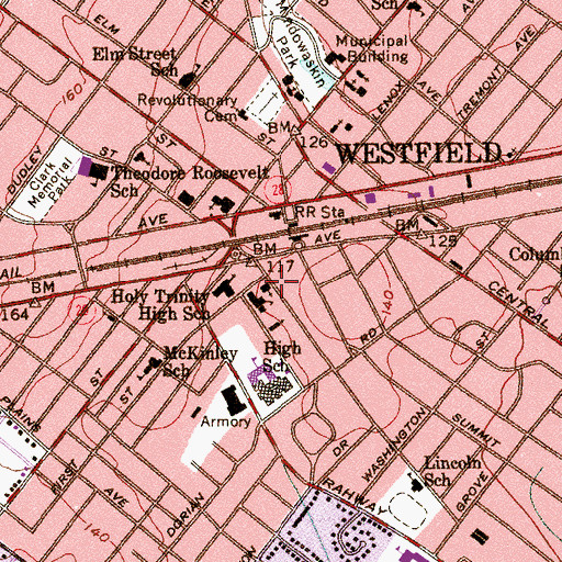 Topographic Map of Holy Trinity Roman Catholic Church, NJ