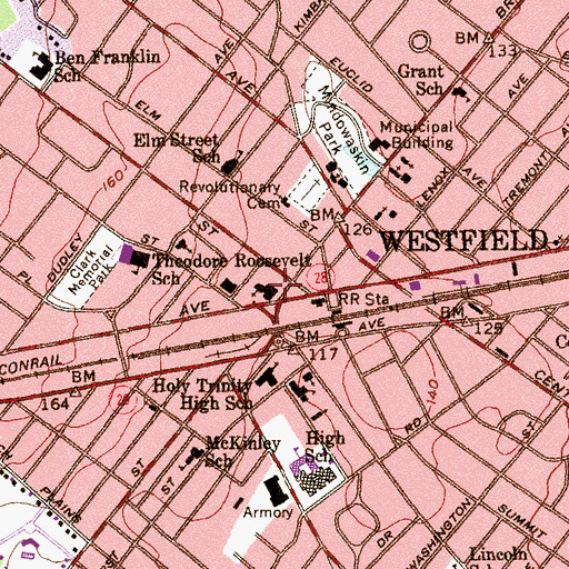 Topographic Map of First United Methodist Church, NJ