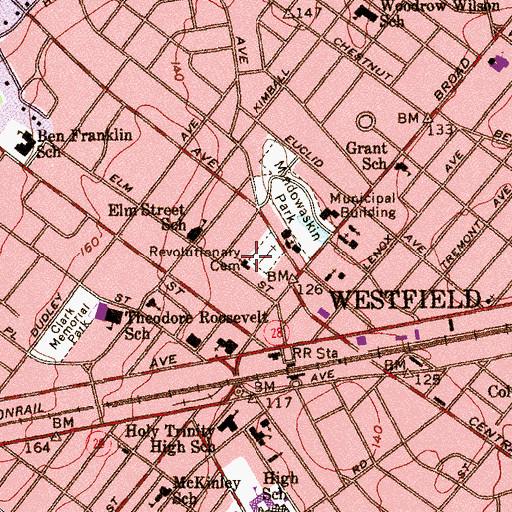 Topographic Map of First Baptist Church of Westfield, NJ