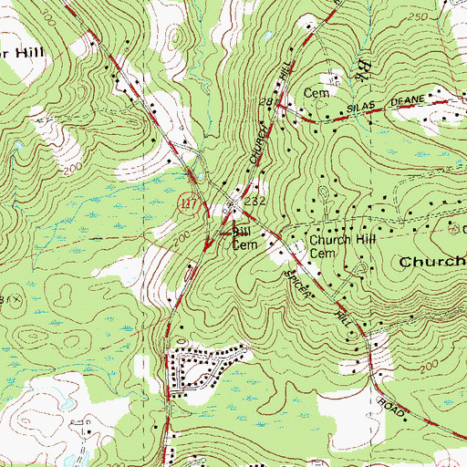 Topographic Map of Bill Cemetery, CT