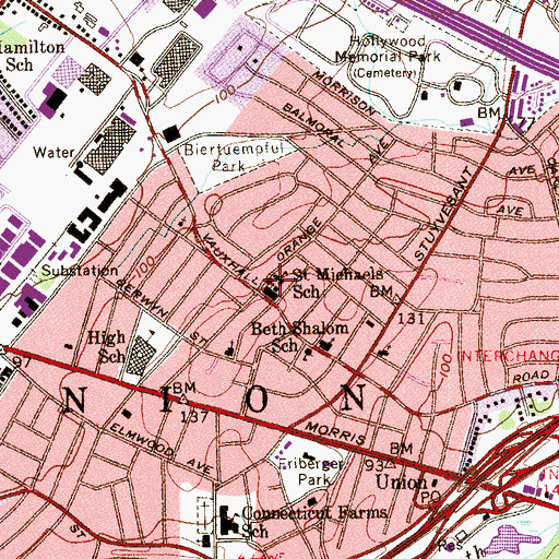 Topographic Map of Saint Michael's Catholic Church, NJ