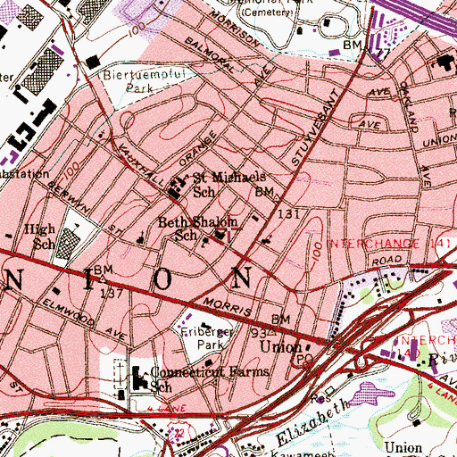 Topographic Map of Congregation B'nai Ahavath, NJ